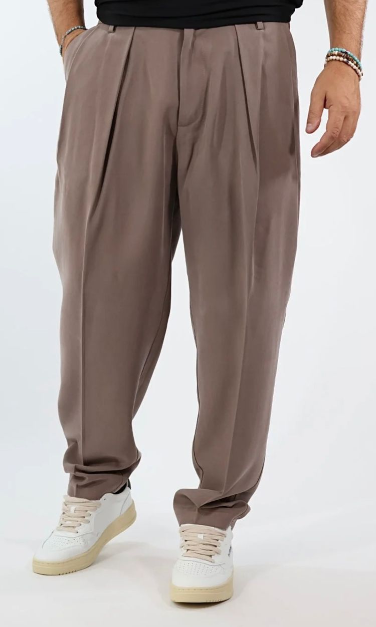 Brown Pleated Trousers over D image 6