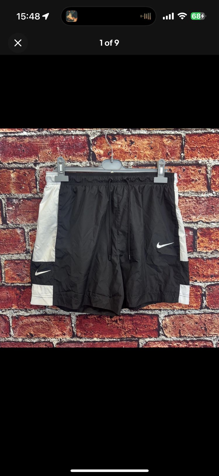 Nike Men's Sports Shorts Black White Large Mesh Insert Double Swoosh Training