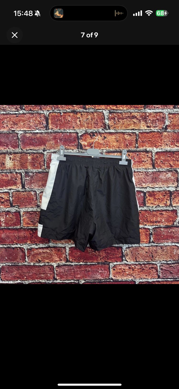 Nike Men's Sports Shorts Black White Large Mesh Insert Double Swoosh Training obraz 3