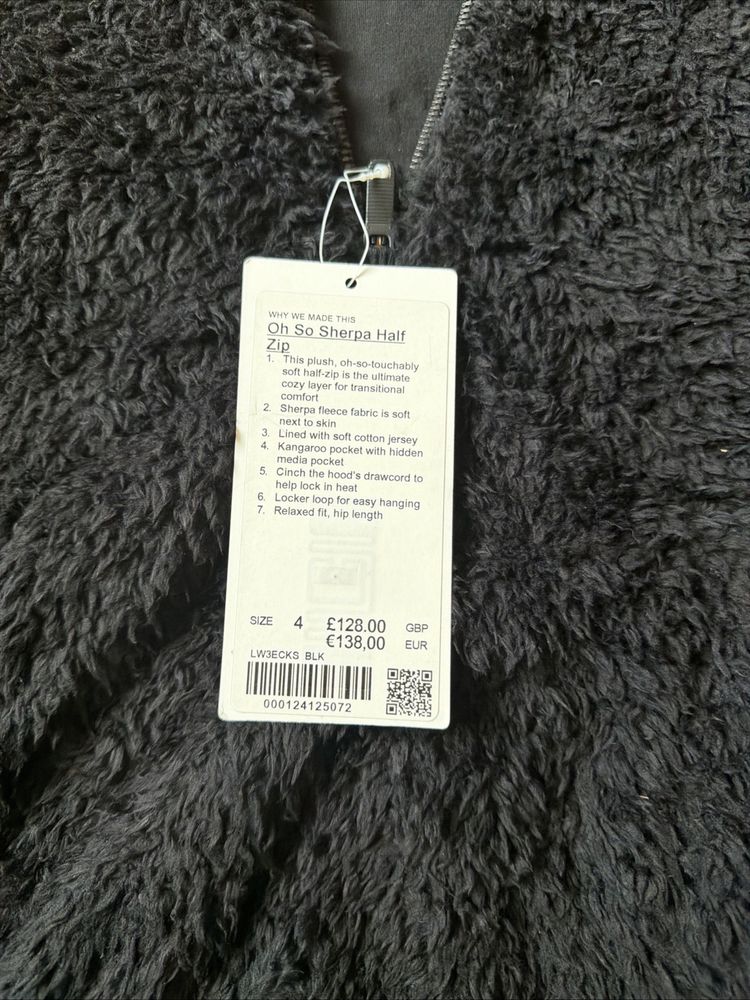 Lululemon Fleece Jacket Hoodie Oh So Sherpa Half Zip Black Uk 8 £128 BNWT image 2