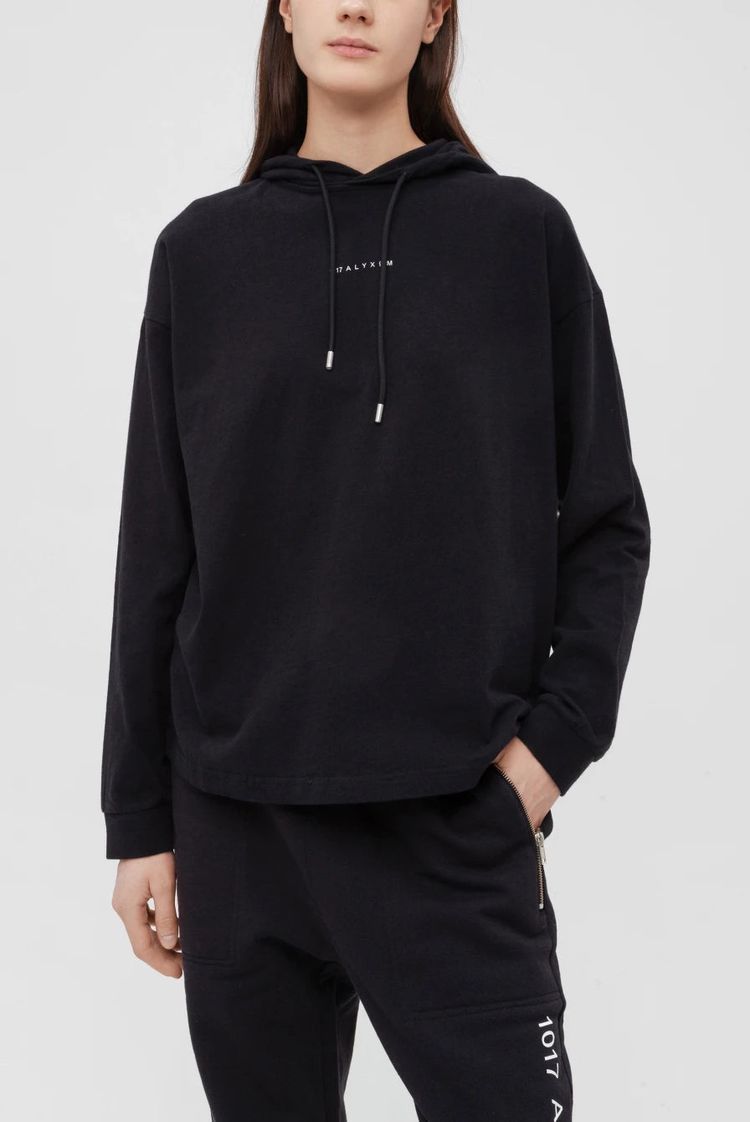 1017 ALYX 9SM Black Visual Logo Lightweight Hoodie image 3