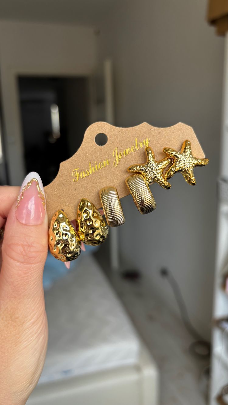 Gold-Tone Earrings Set