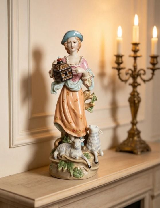 Porcelain Figurine Of A Woman With Sheep image 1