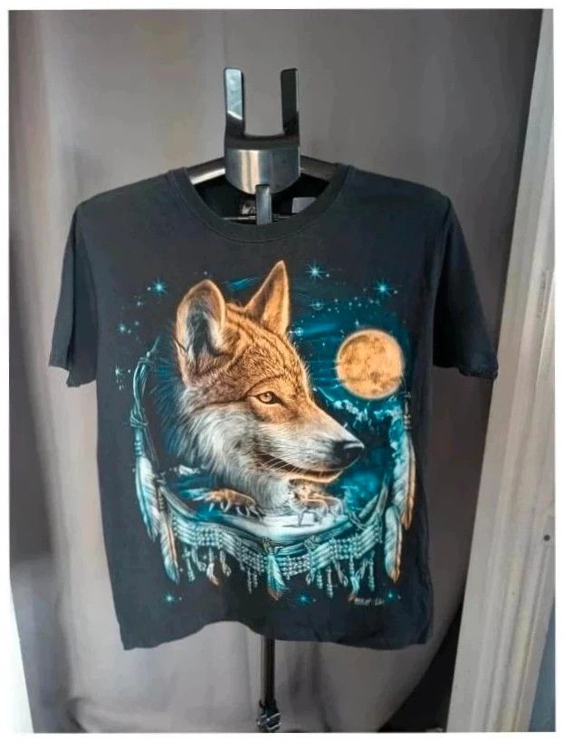 Wild Wild Wolf Dreamcatcher Double Sided Graphic T Shirt Medium M Alt Grunge product image