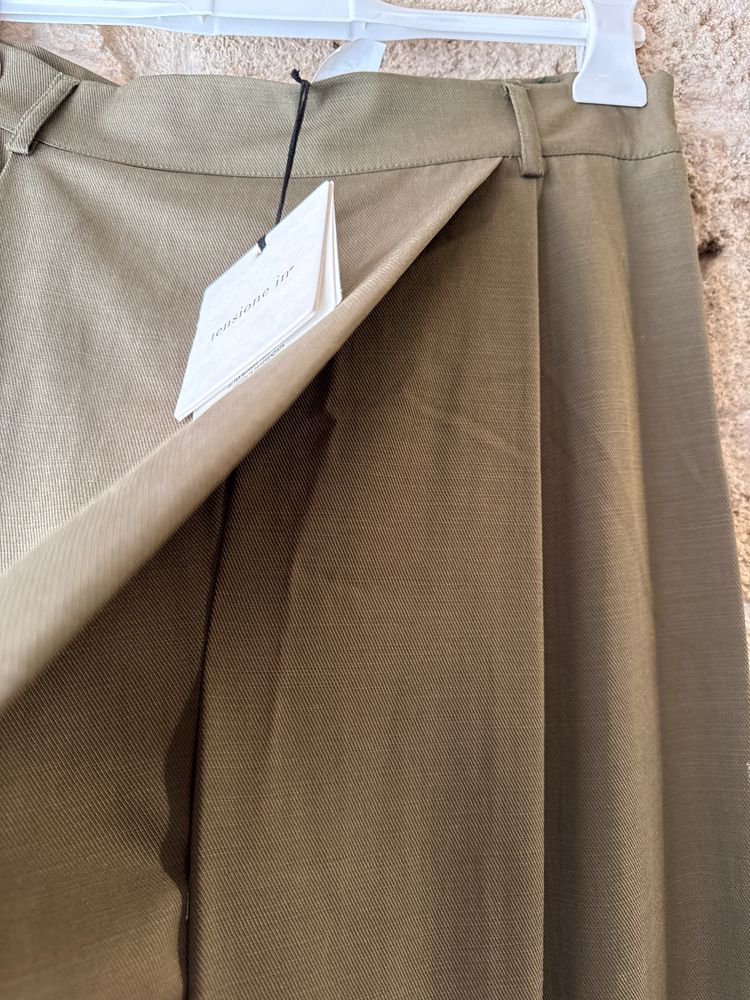 Olive Green Wide-Leg Pants obraz 5