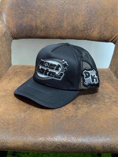 Black Mesh Trucker Cap With Patches