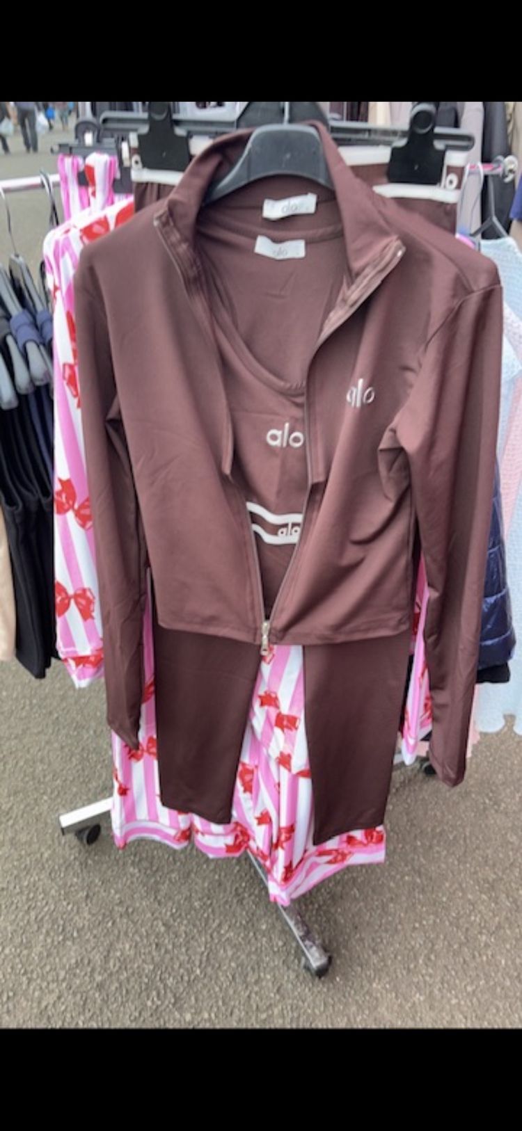 Set Brown Activewear Set With bra top, Jacket And Leggings product image