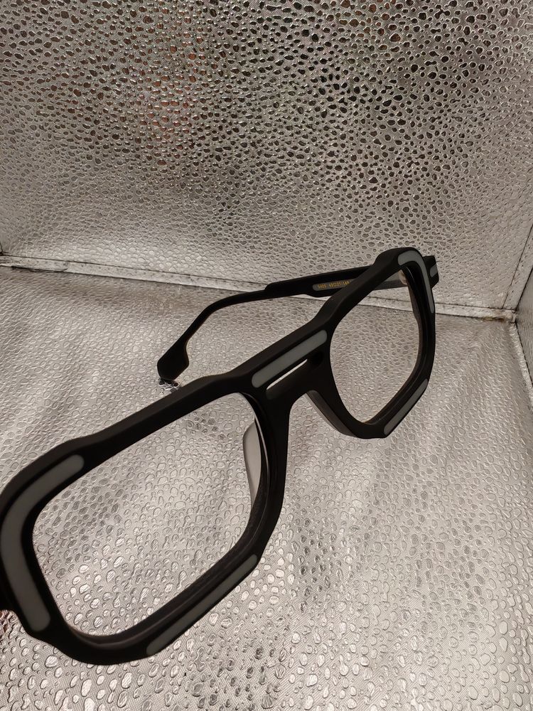 Black Squared Eyeglasses with Grey Accents | Acetate Frame Geometric Design Unisex | 49□21-148 image 3