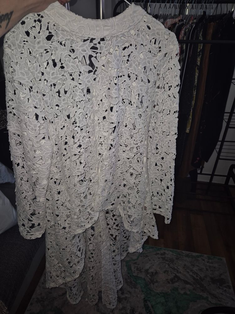 Quiz Quiz Cream Crochet Long Length Top product image