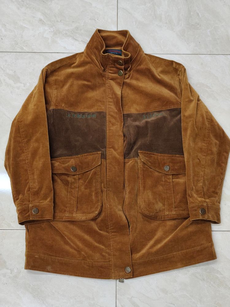 Brown Corduroy Jacket With Dark Brown Panels