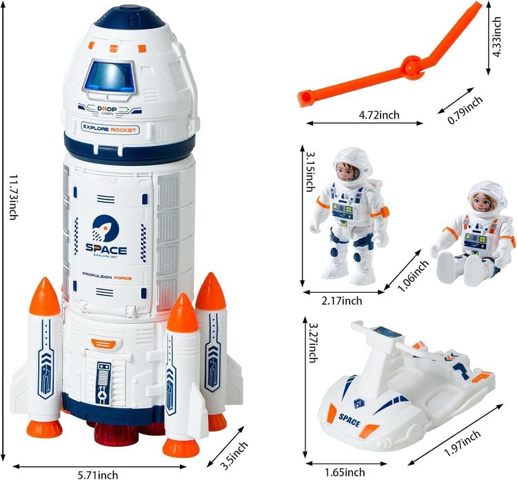 Space Rocket Toy Set With Astronaut Figures And Vehicle 3