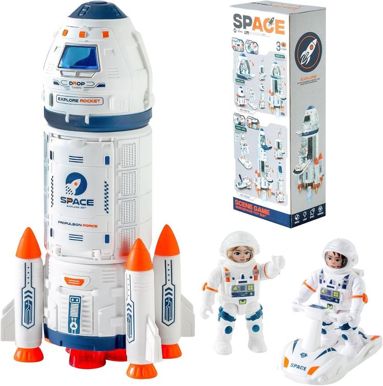 Space Rocket Toy Set With Astronaut Figures And Vehicle 2