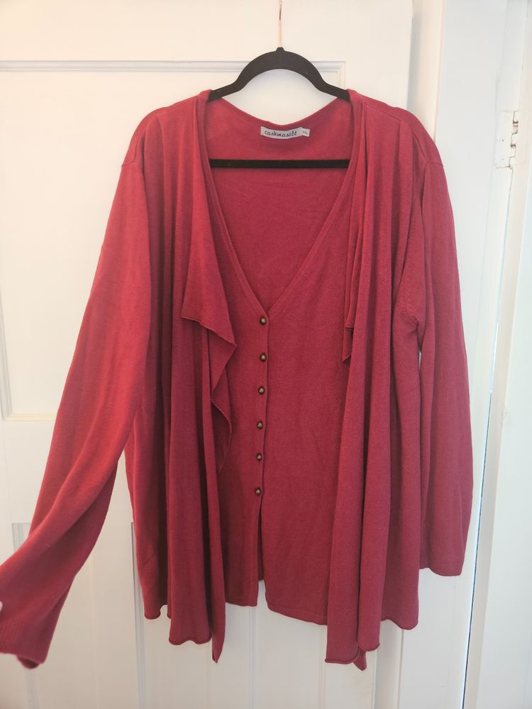 cashmasoft red cardigan sweater