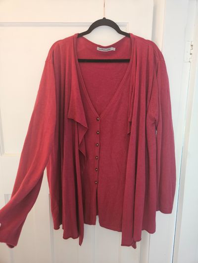 cashmasoft red cardigan sweater