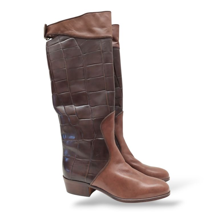 Brown Leather vintage Sergio Rossi  Knee-High Boots obraz 2