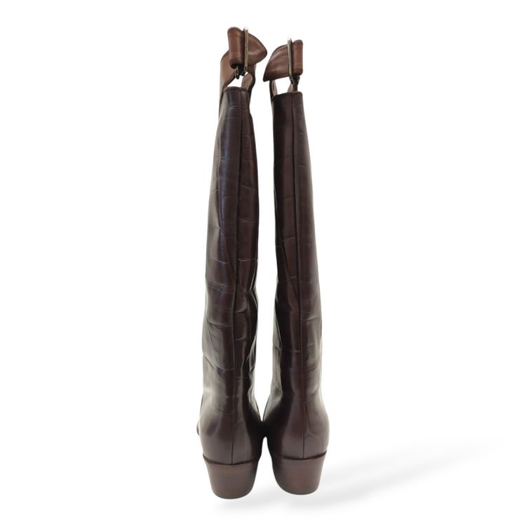 Brown Leather vintage Sergio Rossi  Knee-High Boots obraz 4