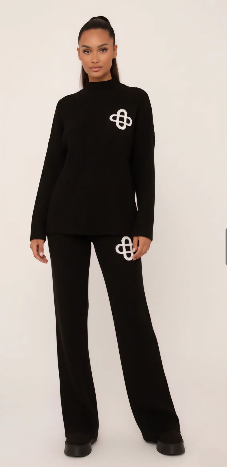 Black Sweater And Pants Set