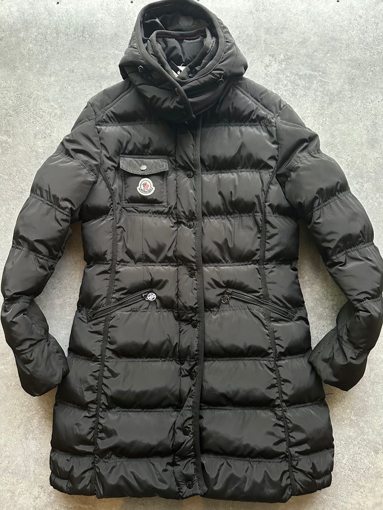 Moncler Woman Black Padded Long Coat (L/XL) image 1