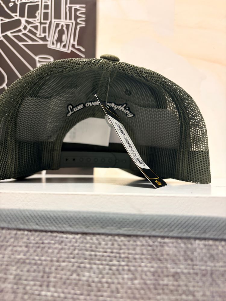 Olive Green Luxe Snapback Cap 4