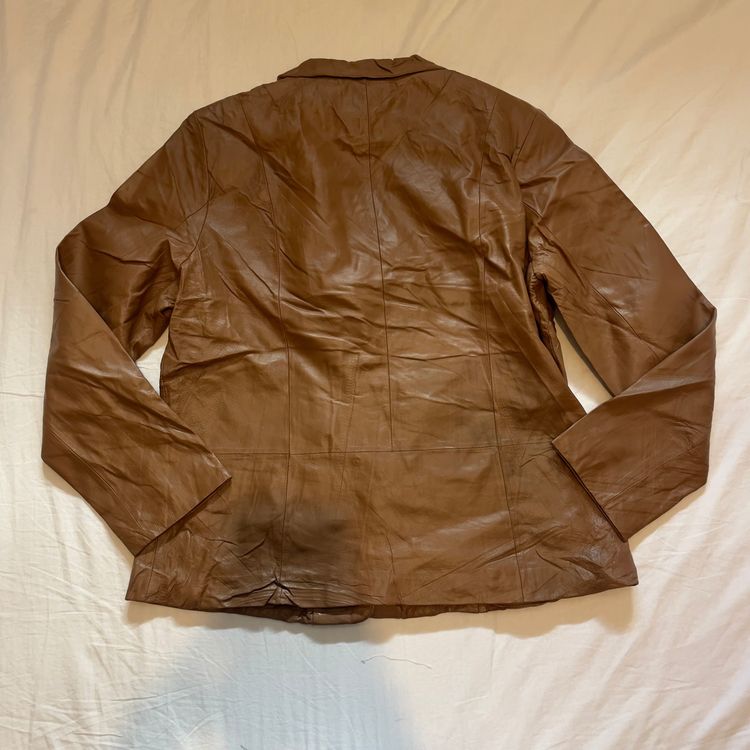 Y2K Chadwick'S Brown Leather Blazer Jacket imagen 4