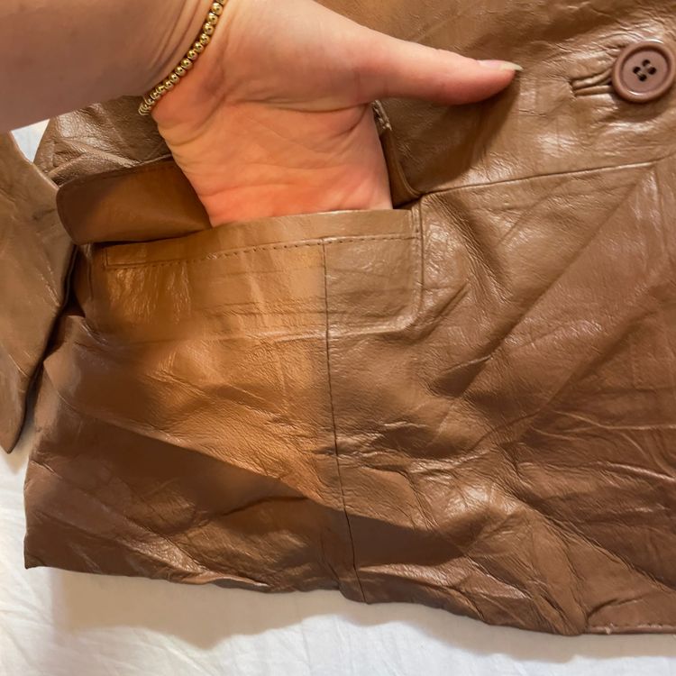 Y2K Chadwick'S Brown Leather Blazer Jacket imagen 6