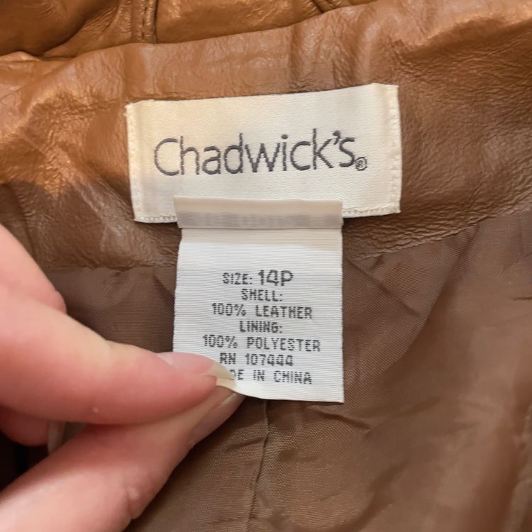 Y2K Chadwick'S Brown Leather Blazer Jacket imagen 5