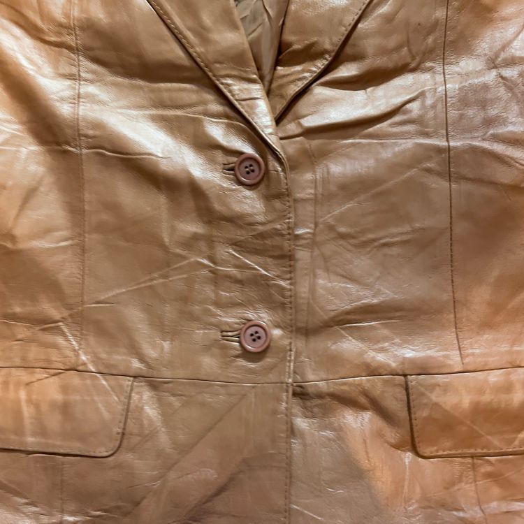 Y2K Chadwick'S Brown Leather Blazer Jacket imagen 7