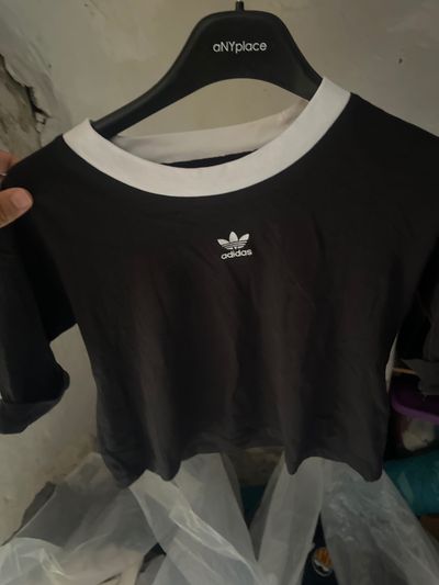 Adidas Black T-Shirt With White Collar