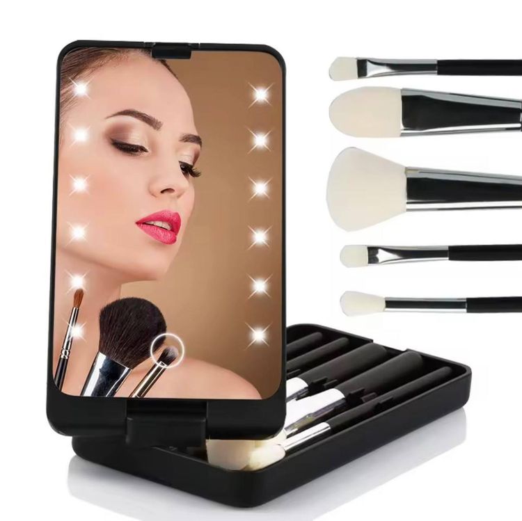 Set Makeup Brush Set With Lighted Mirror Case product image