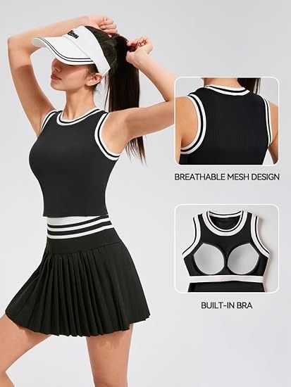 Black Sleeveless Tennis Dress With Pleated Skirt image 2