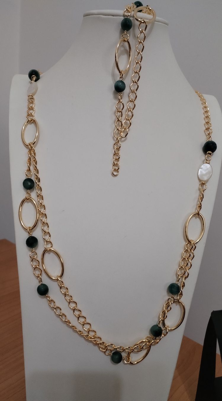 Other Parure Collana e bracciale in ottone color oro e pietre naturale product image