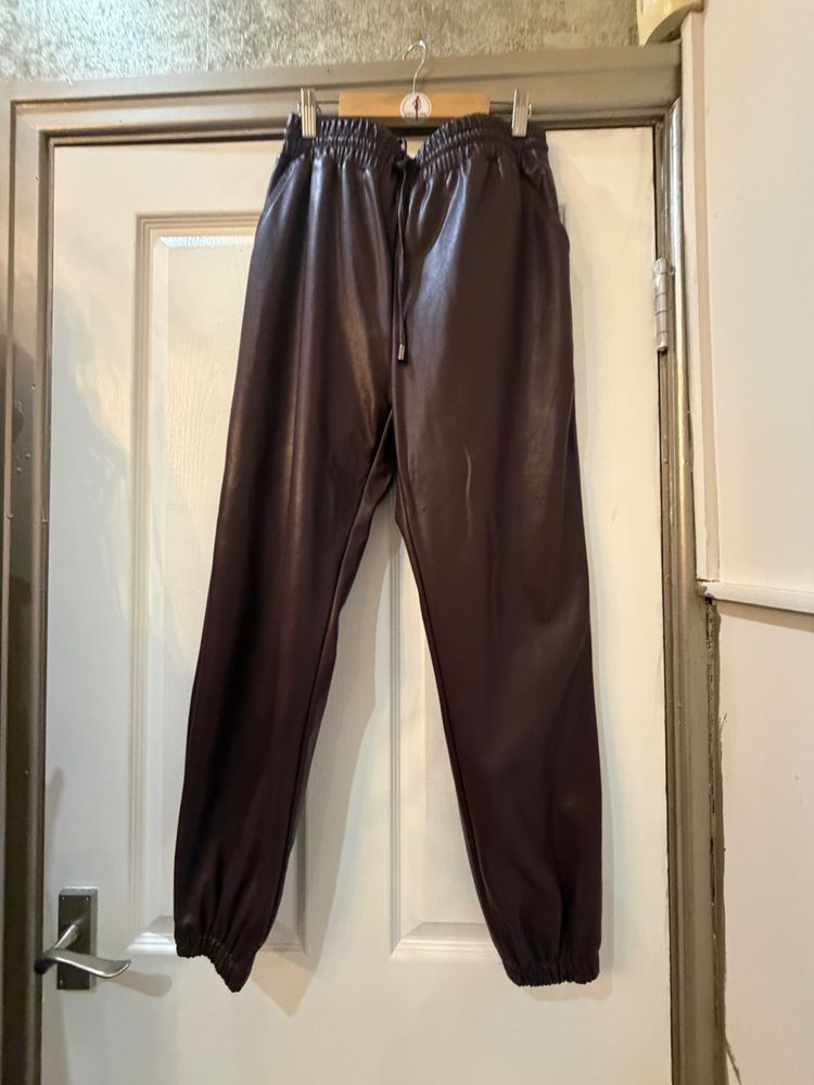 Plum  Faux Leather Joggers image 1