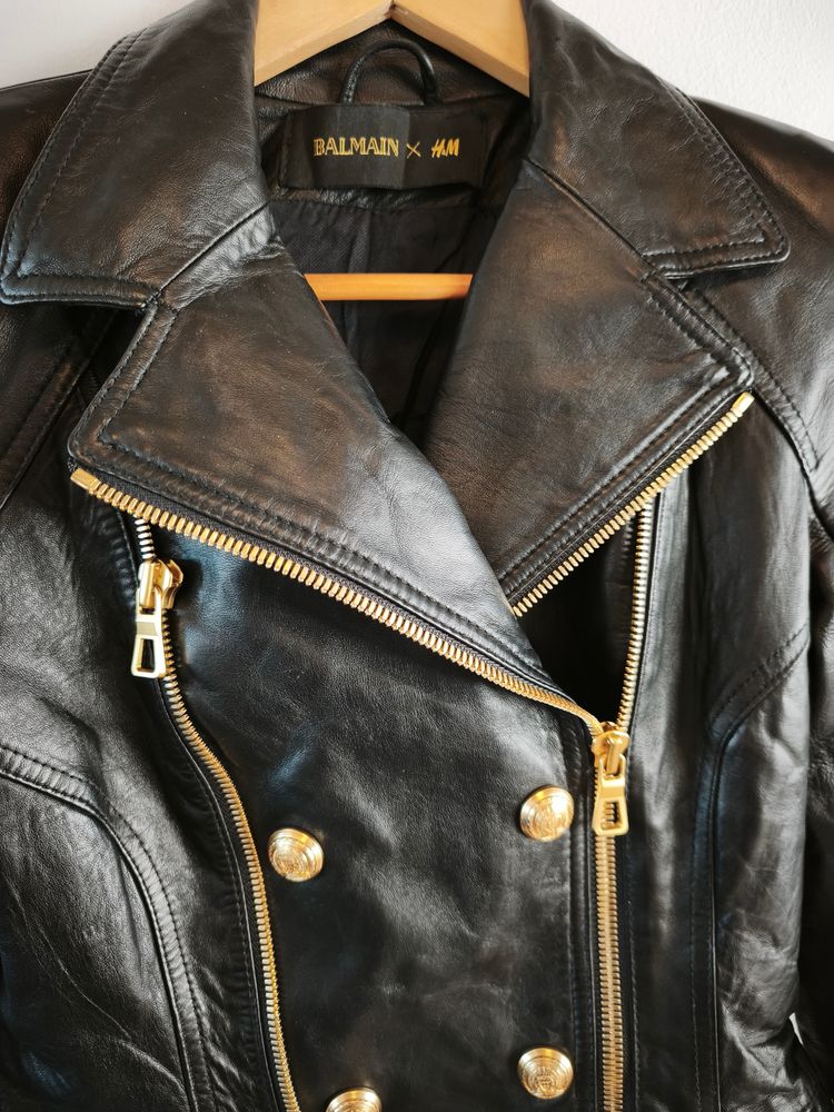 Immagine di Balmain X H&M Black Leather Jacket 8