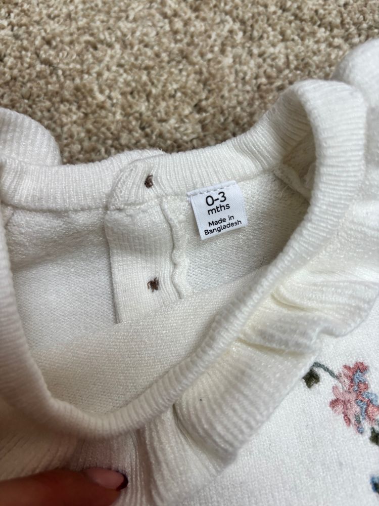 M&S White Baby Knit Top And Trousers Set obraz 2