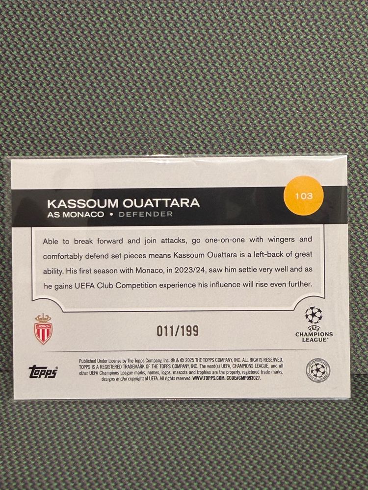 Topps Kassoum Ouattara Rookie 011/199 imagen 2