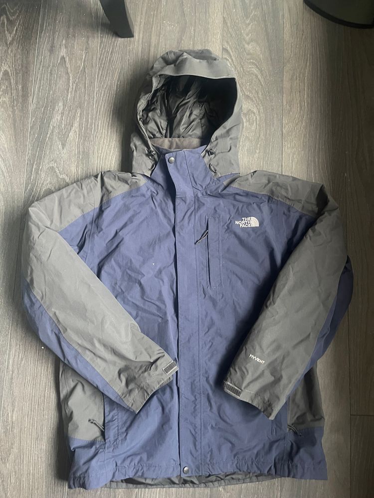 The North Face Navy and Grey Hyvent North Face Heavyweight Raincoat product image