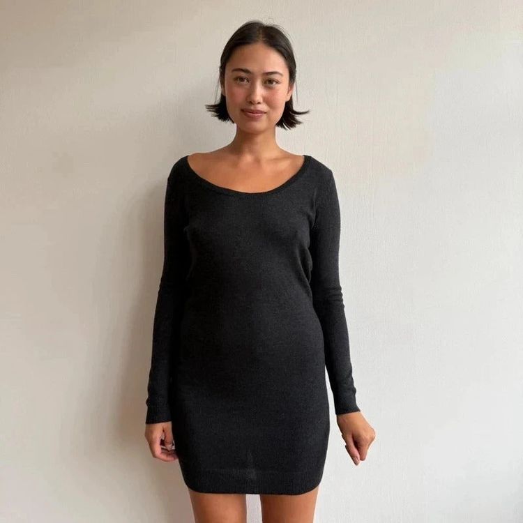 American vintage grey knit dress - Size S-L imagen 1