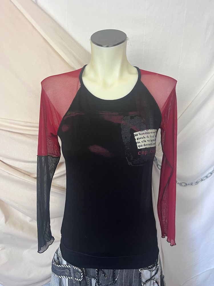Other Cop copine black and red long sleeve mesh top product image
