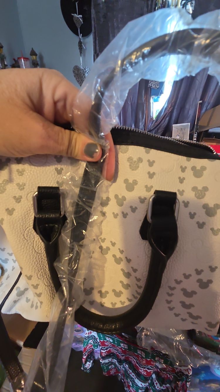 Mickey & Co. White Handbag With Black Handles And Mickey Mouse Pattern product image
