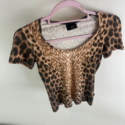 Vintage cavalli Leopard Print Short Sleeve Top