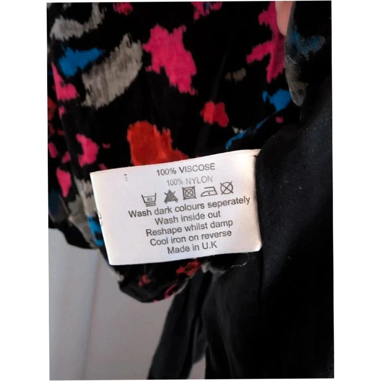 Rise Black Floral Abstract Balloon Hem Dress UK 12 Indie Whimsigoth imagen 7