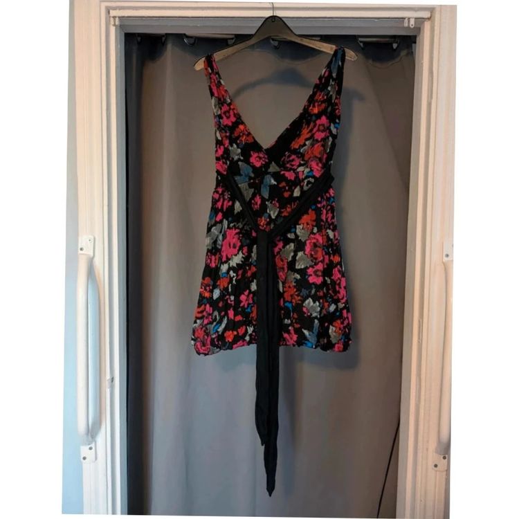 Rise Black Floral Abstract Balloon Hem Dress UK 12 Indie Whimsigoth imagen 3