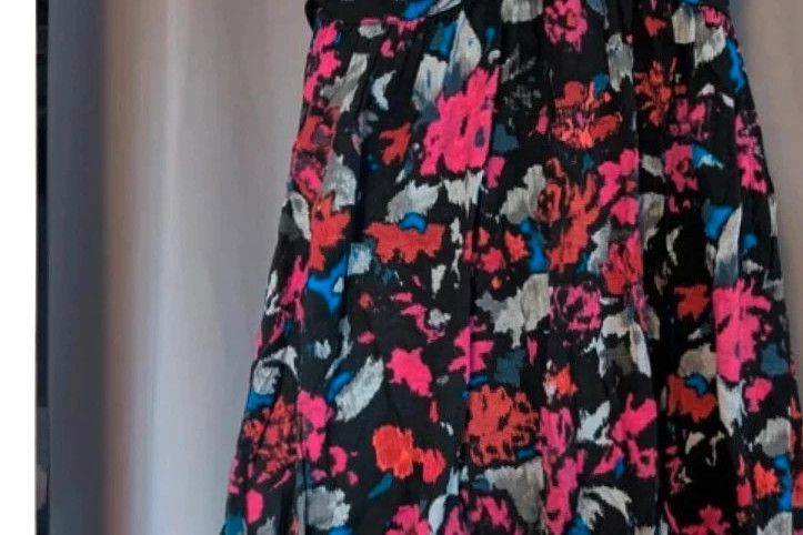 Rise Black Floral Abstract Balloon Hem Dress UK 12 Indie Whimsigoth imagen 8