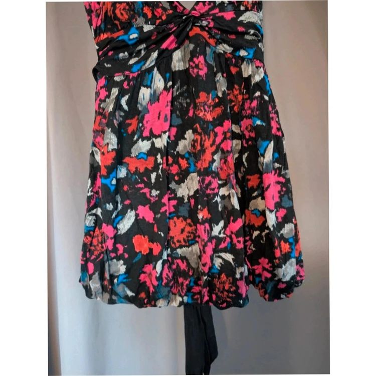Rise Black Floral Abstract Balloon Hem Dress UK 12 Indie Whimsigoth imagen 2