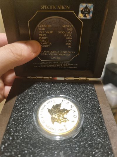 Silver Coin With Maple Leaf Design