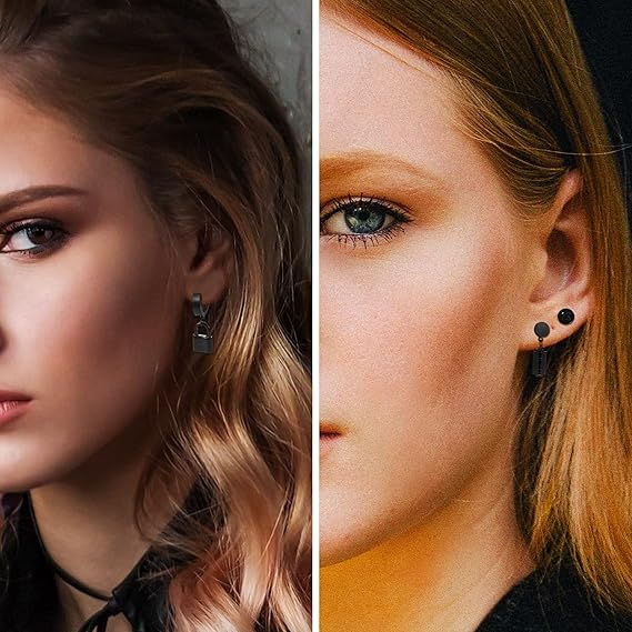 Black Metal Earrings Set 4