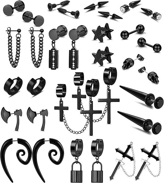 Black Metal Earrings Set