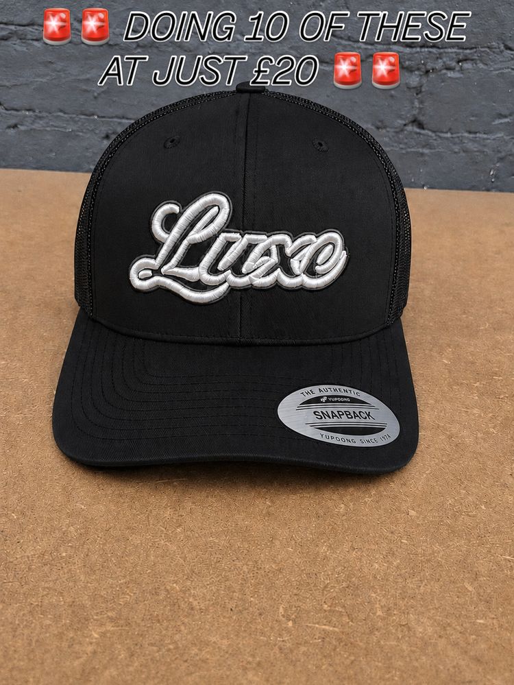 Black Snapback Cap With Luxe Embroidery