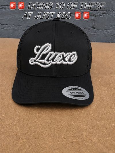 Black Snapback Cap With Luxe Embroidery