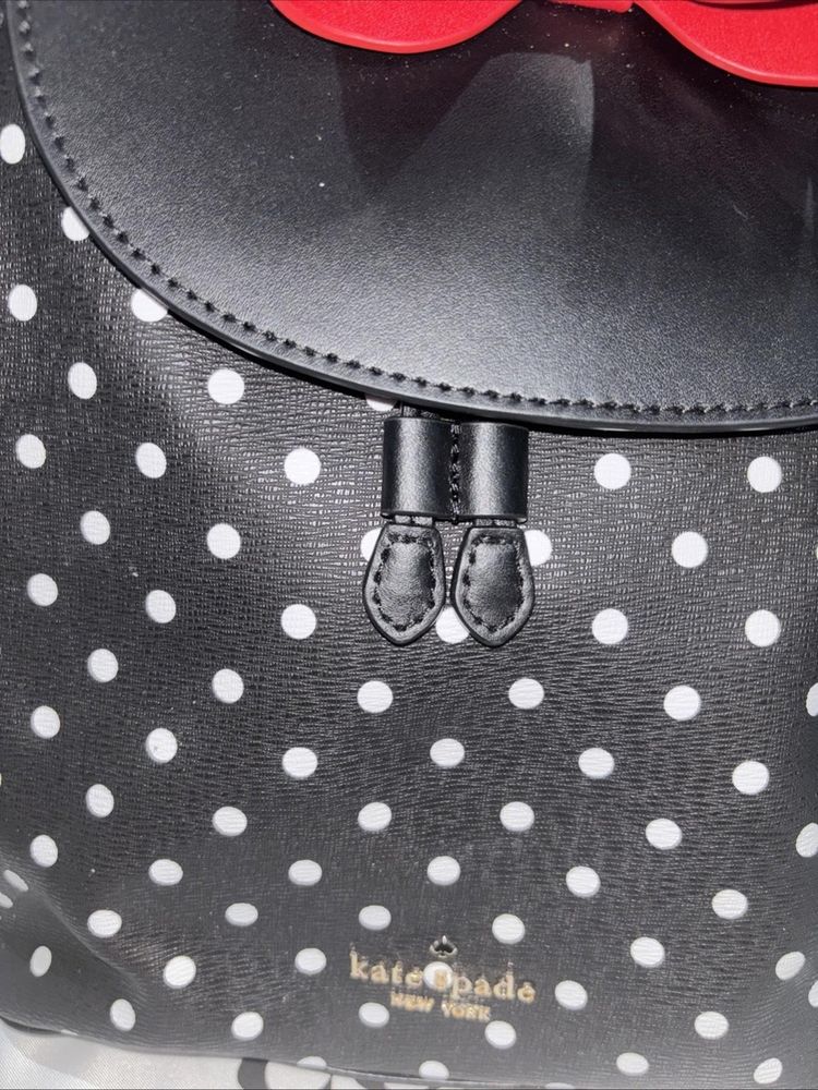 Kate Spade x Disney Minnie Mouse Backpack Black Polkadot With Bow Bnwt image 2